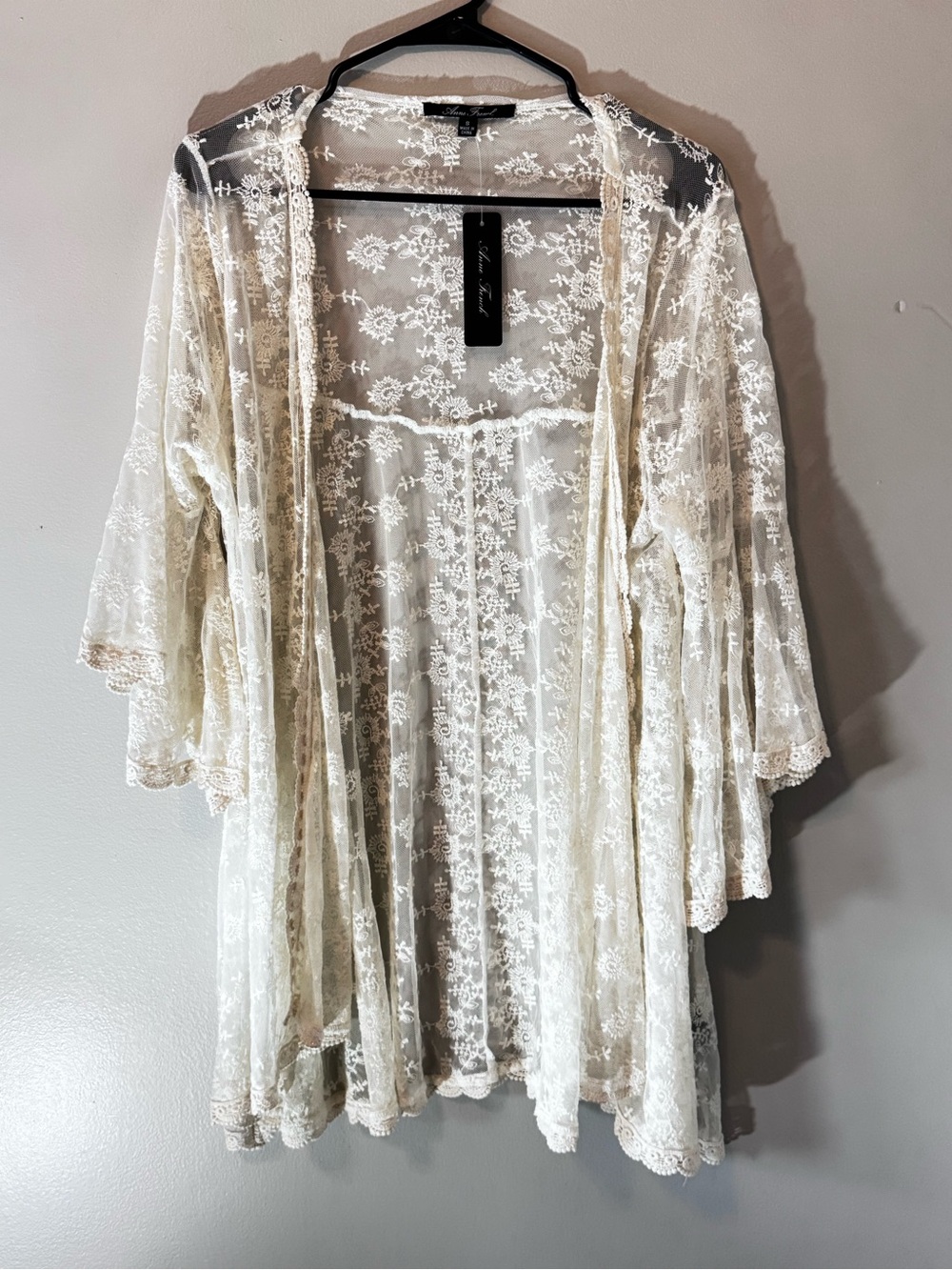 Ivory Lace Open-Front Kimono